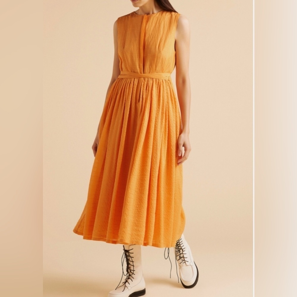 MERLETTE MAYA‎ TANGERINE TEXTURED CRNKLE DRESS​​​​
